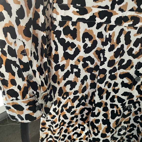 J Crew Factory Leopard Tie-Waist shirt dress in cotton poplin - Picture 6 of 9